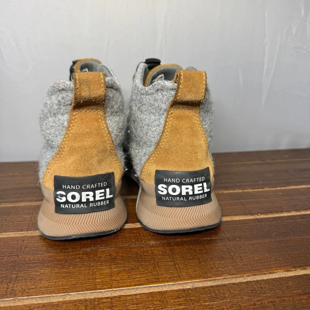 Sorel‎ Waterproof Wool Winter Boots Youth Black Tan Youth Sz 4 Snow Rain Durable